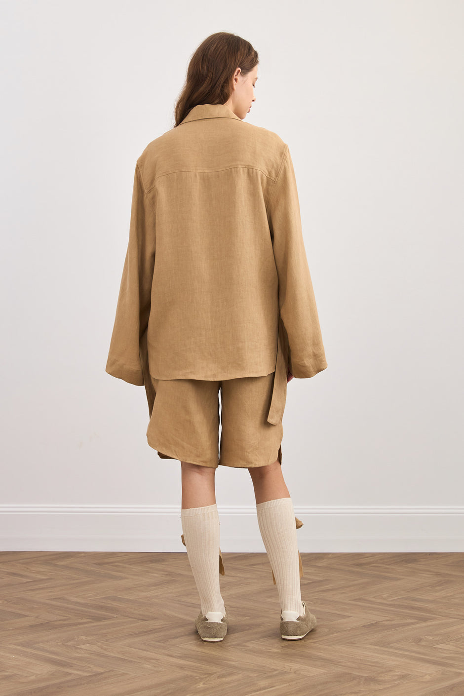 Льняні широкі шорти