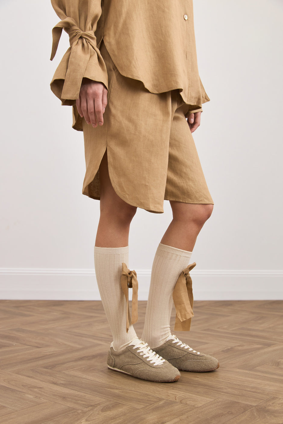 Льняні широкі шорти