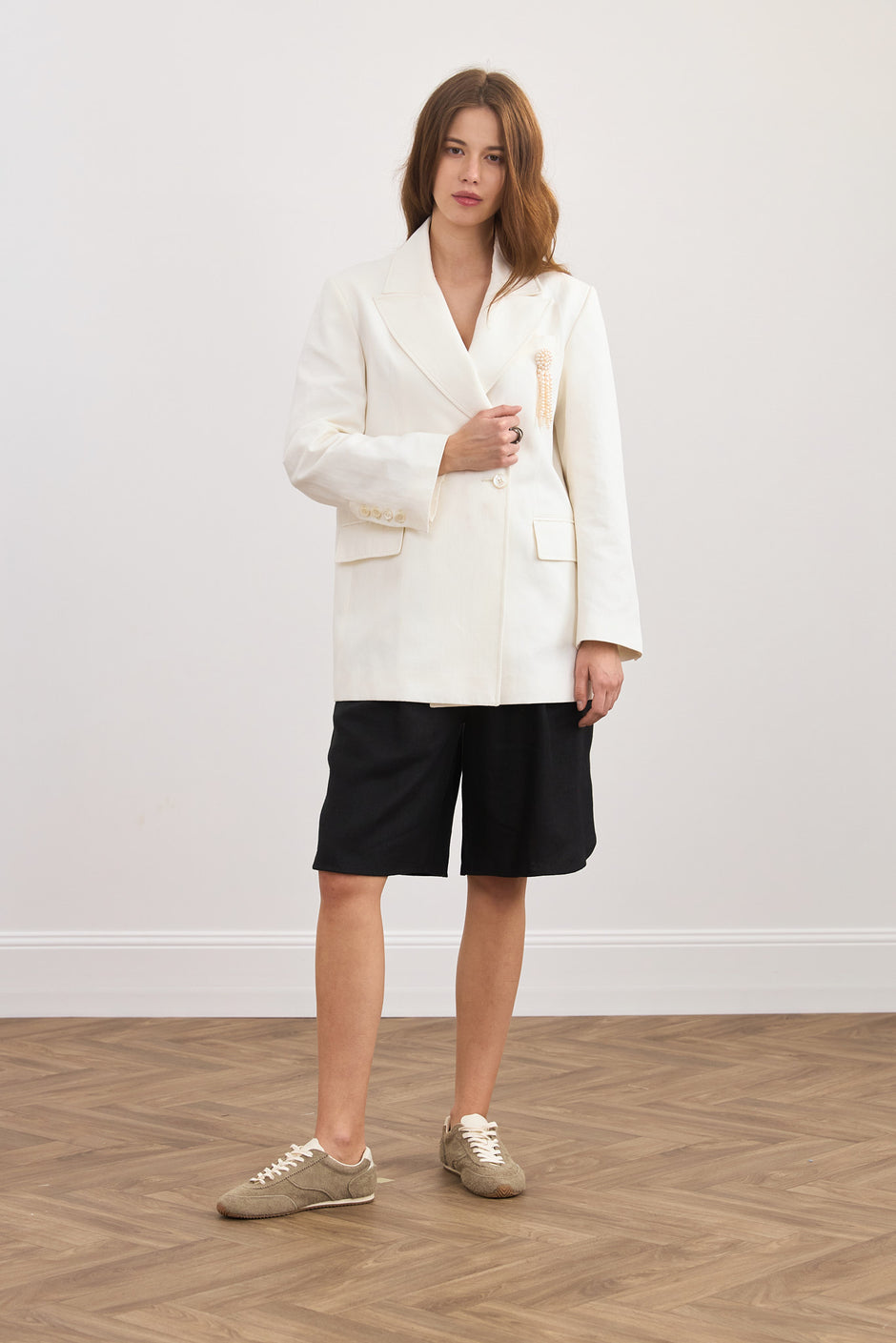 Льняні широкі бермуди