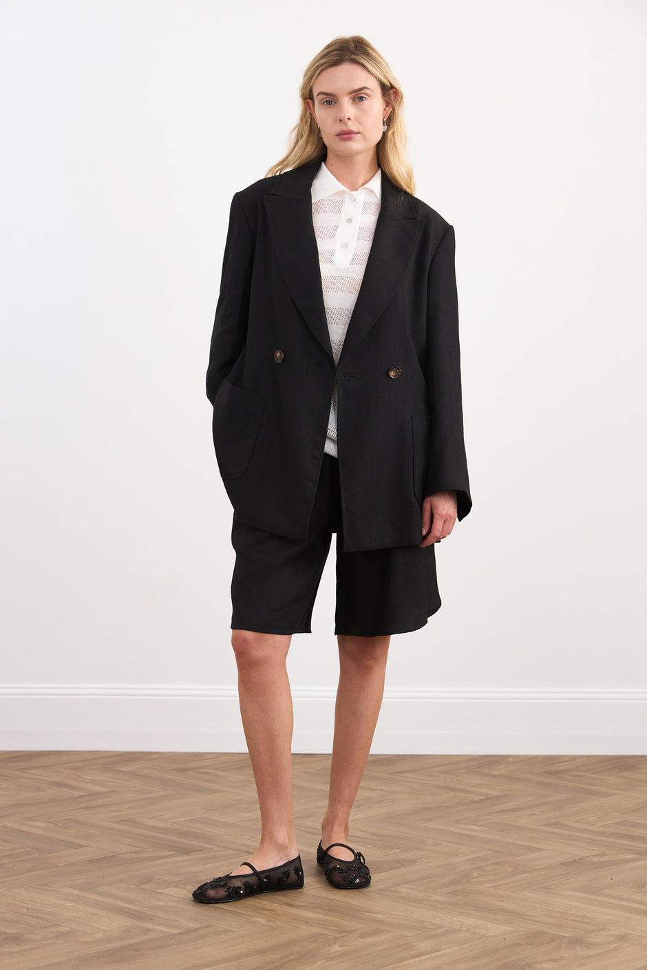 Льняні широкі бермуди