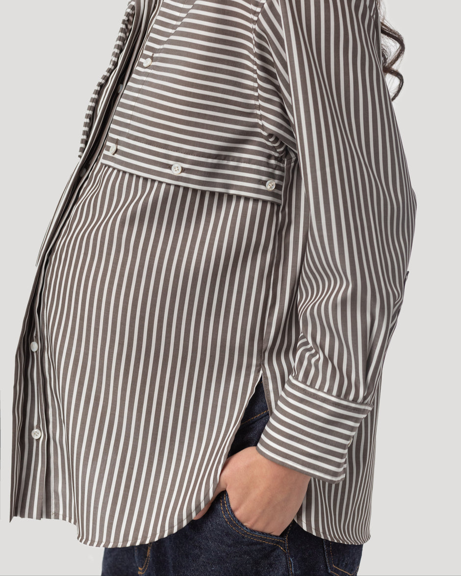 Сорочка з попліну з клапаном та кишенями