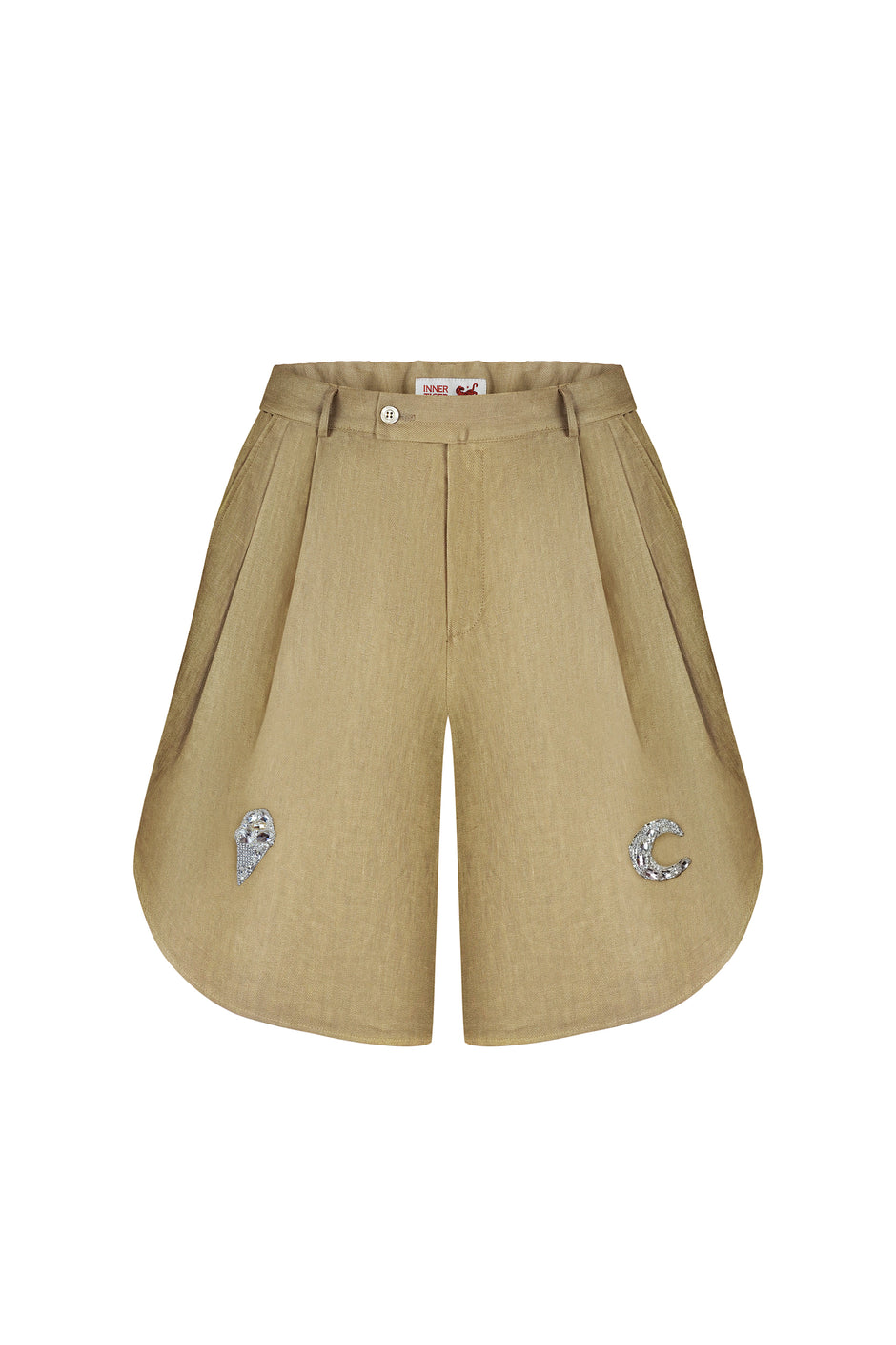 Льняні шорти з ручною вишивкою