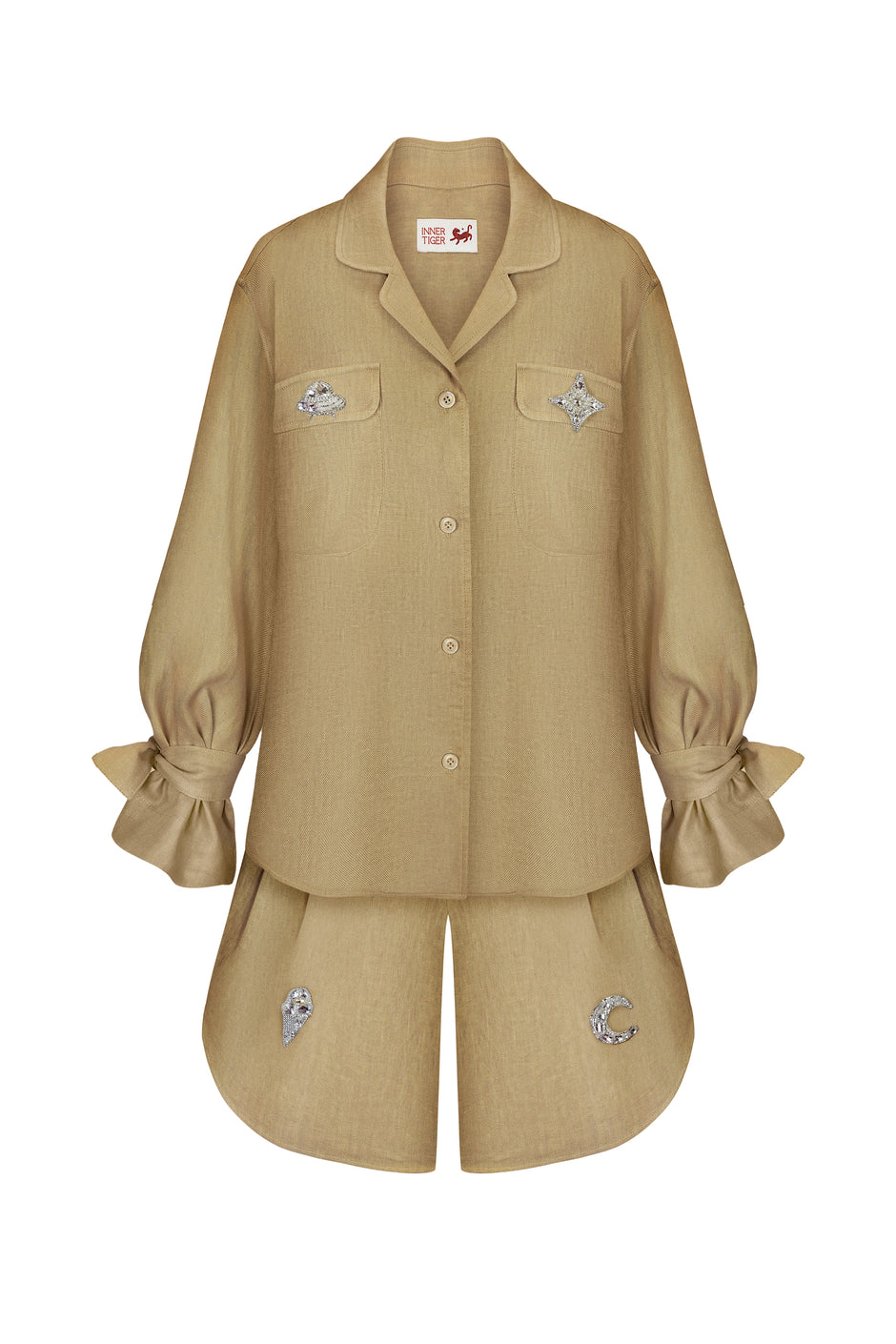 Вишита вручну лляна верхня сорочка