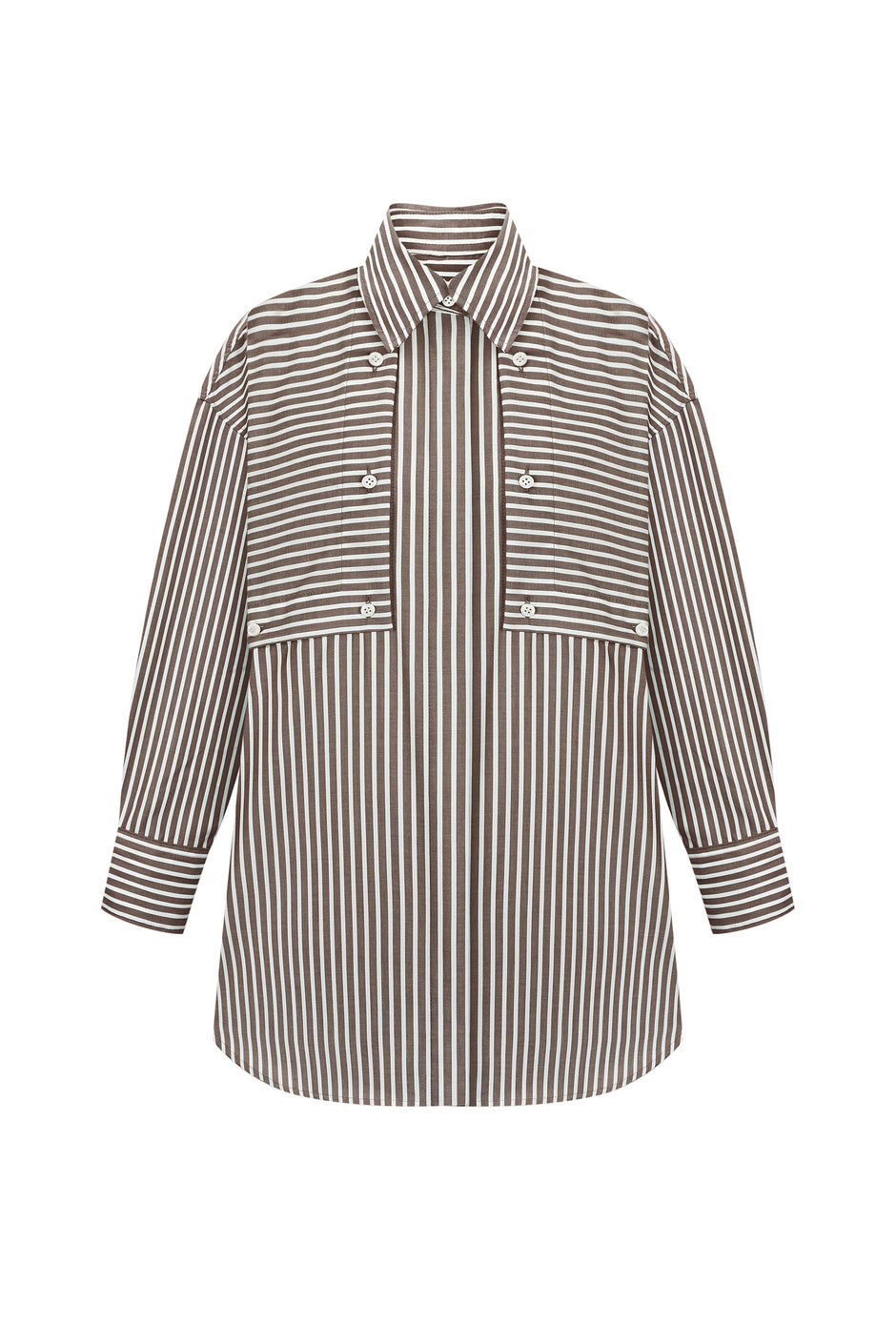 Сорочка з попліну з клапаном та кишенями